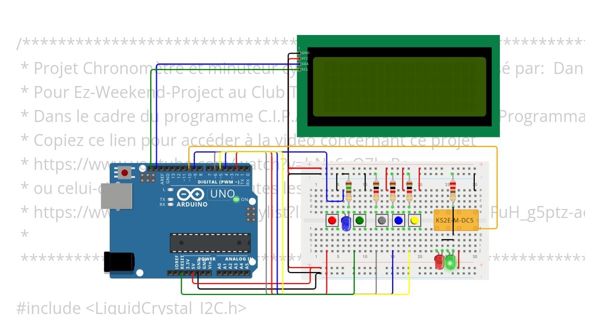 Chronometre & minuteur  cyclique sur LCD I2C  V4.0 (Work in Progress) Copy simulation