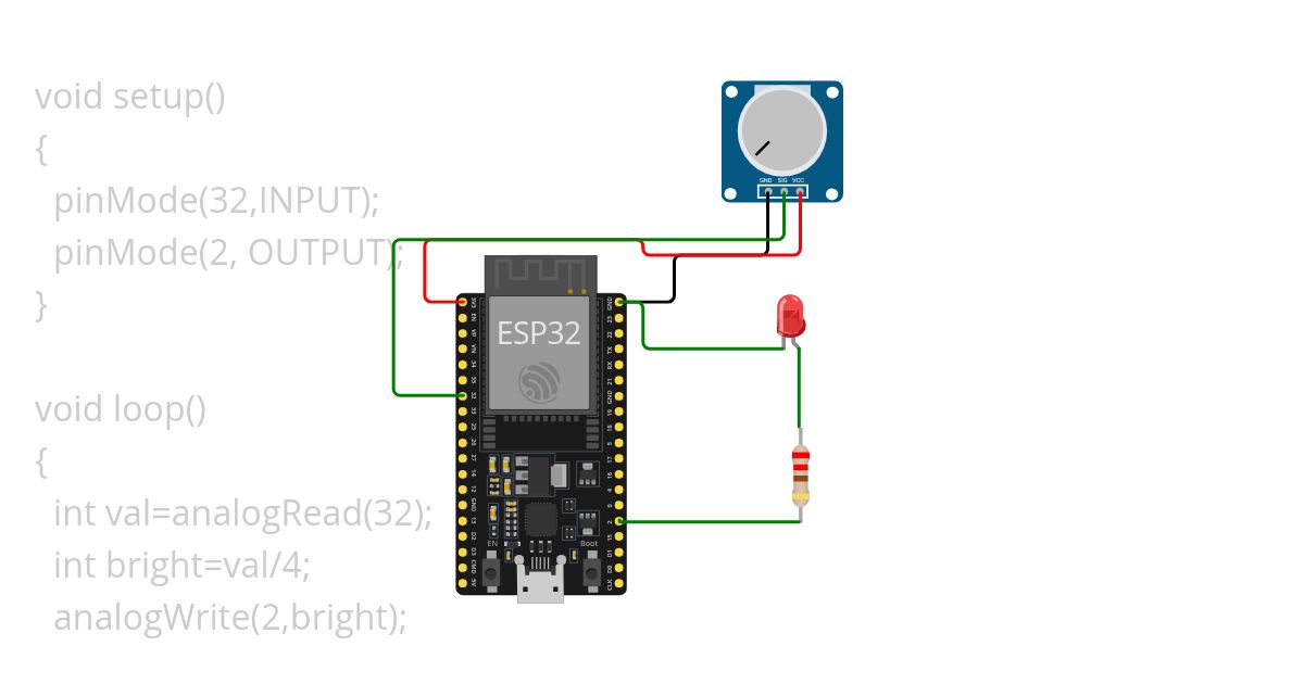 led with potentiometer simulation