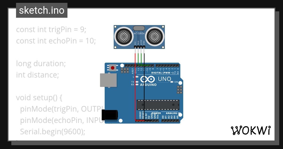 Ultrasonic Sensor - Wokwi ESP32, STM32, Arduino Simulator