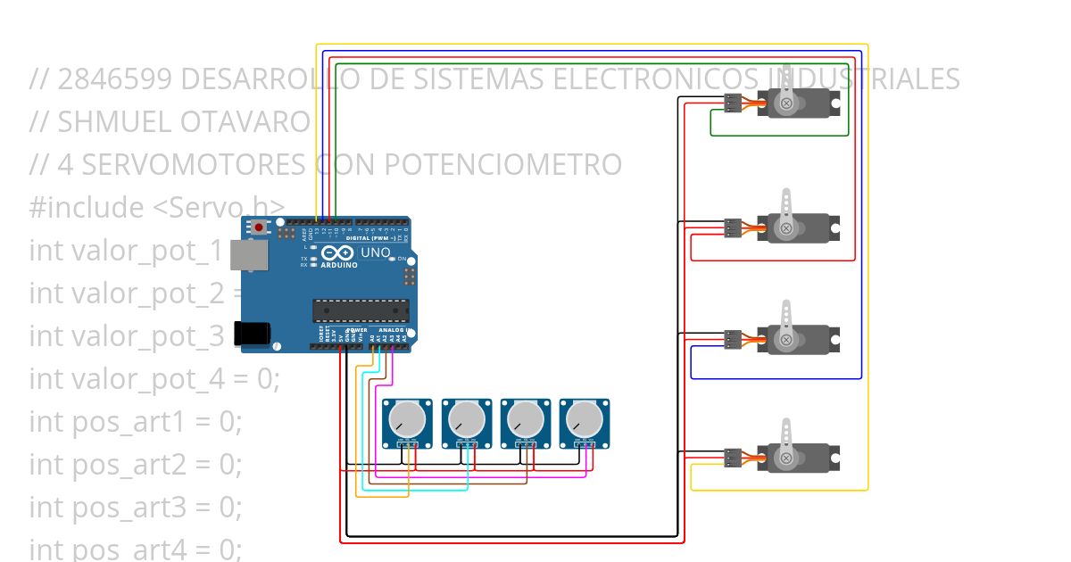4 SERVOS CON POTENCIOMETRO simulation