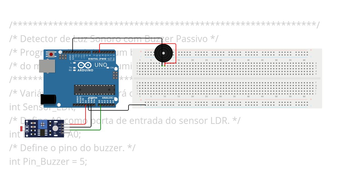 LDR com buzzer módulo aula 27 - kit 2023  Copy simulation