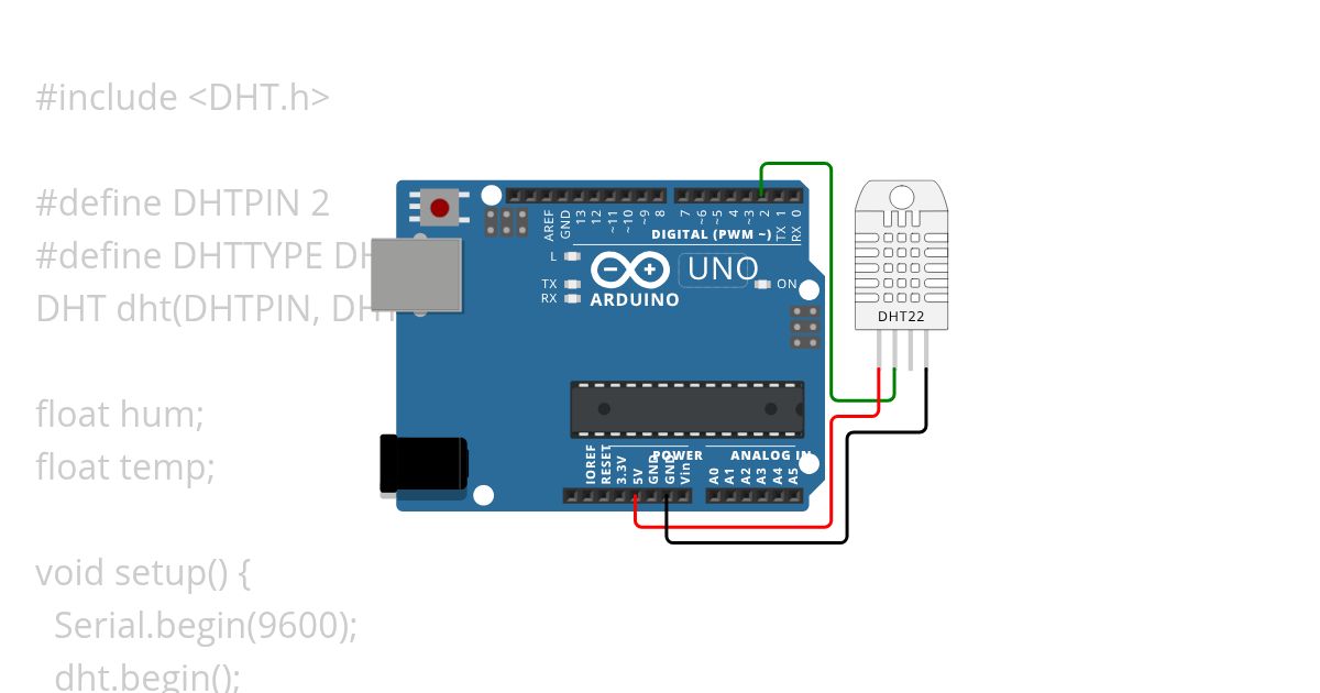 Arduino DHT22 Temperature & Humidity simulation