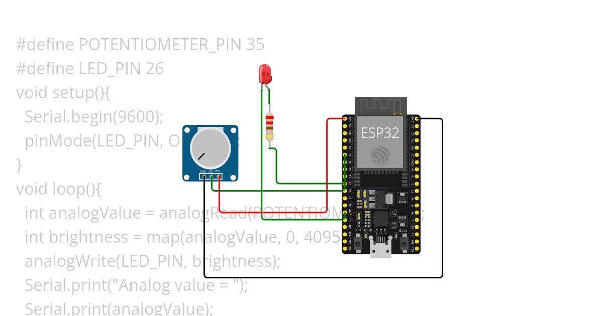 TASK 4 POTENTIOMETER CONTROL LED BRIGHTNESS simulation