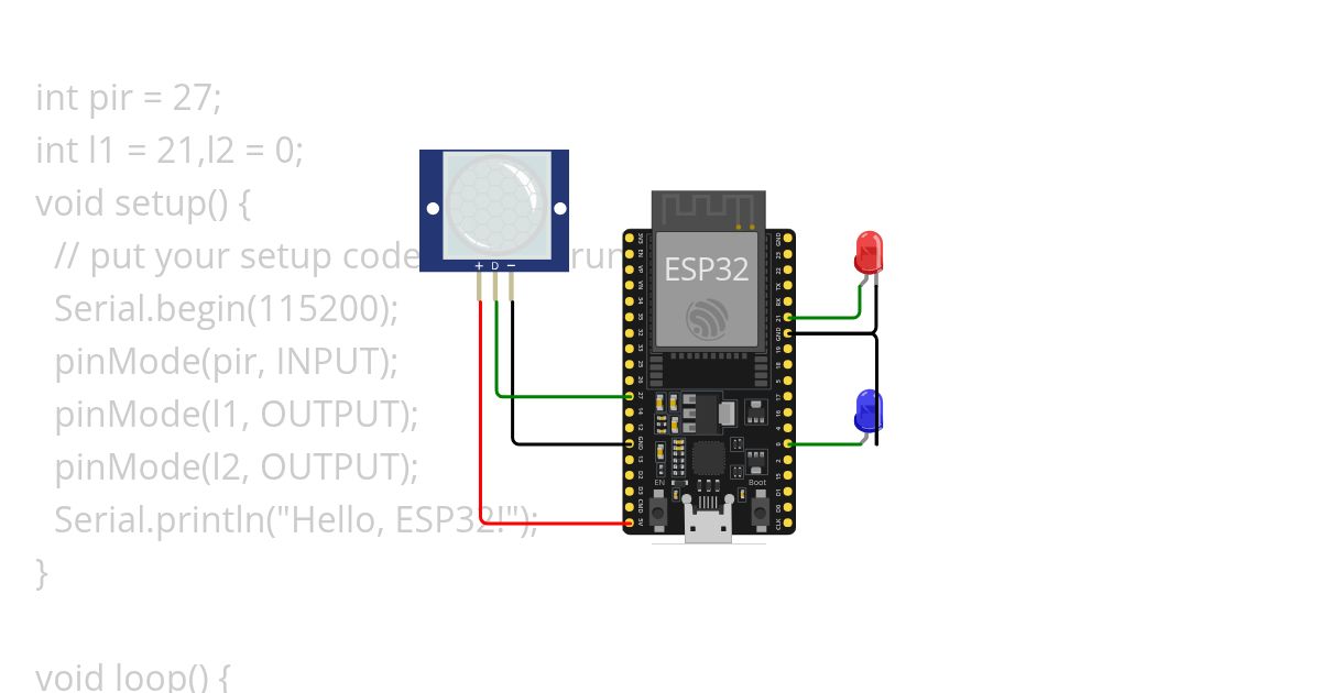 pir sensor with led 2 simulation