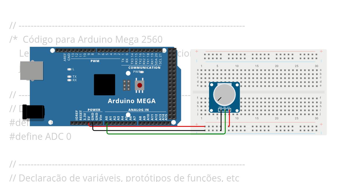 Potenciometro Arduino MEGA simulation
