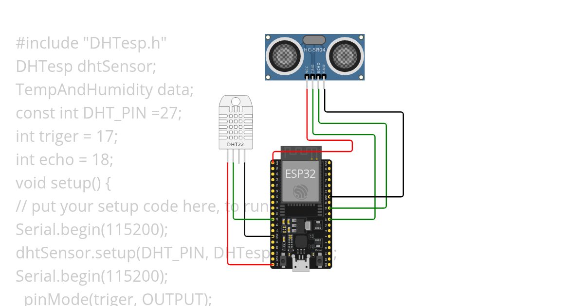 DHT sensor with ultrasonic integerated simulation