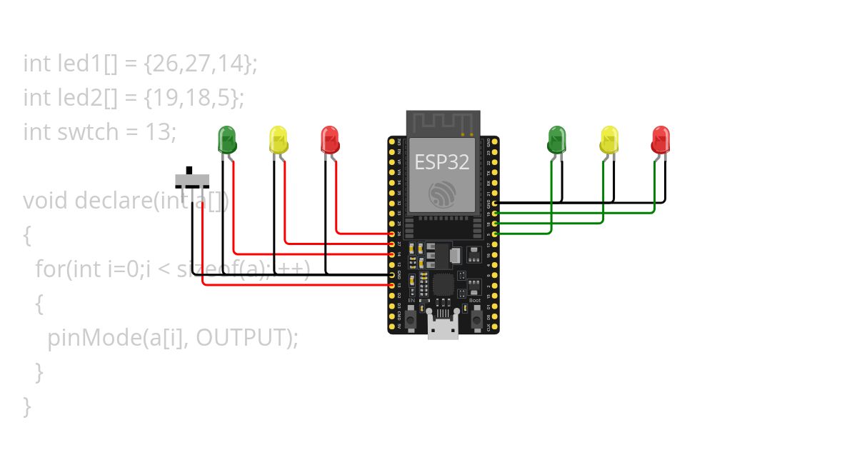 Traffic LED with switch simulation
