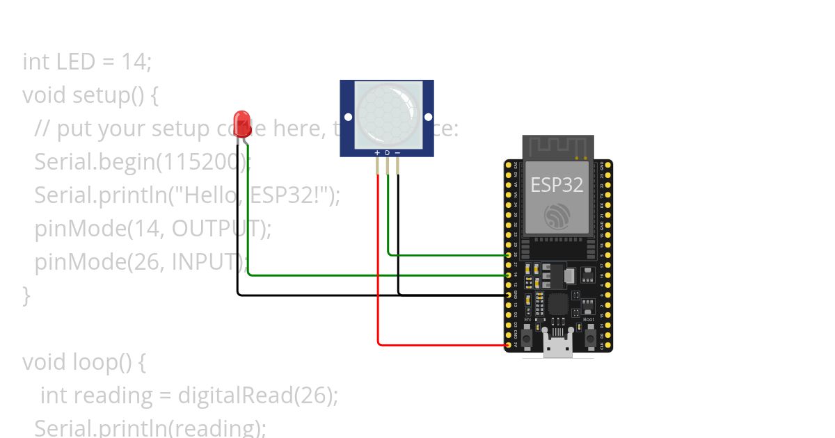 PIR  Sensor With LED simulation
