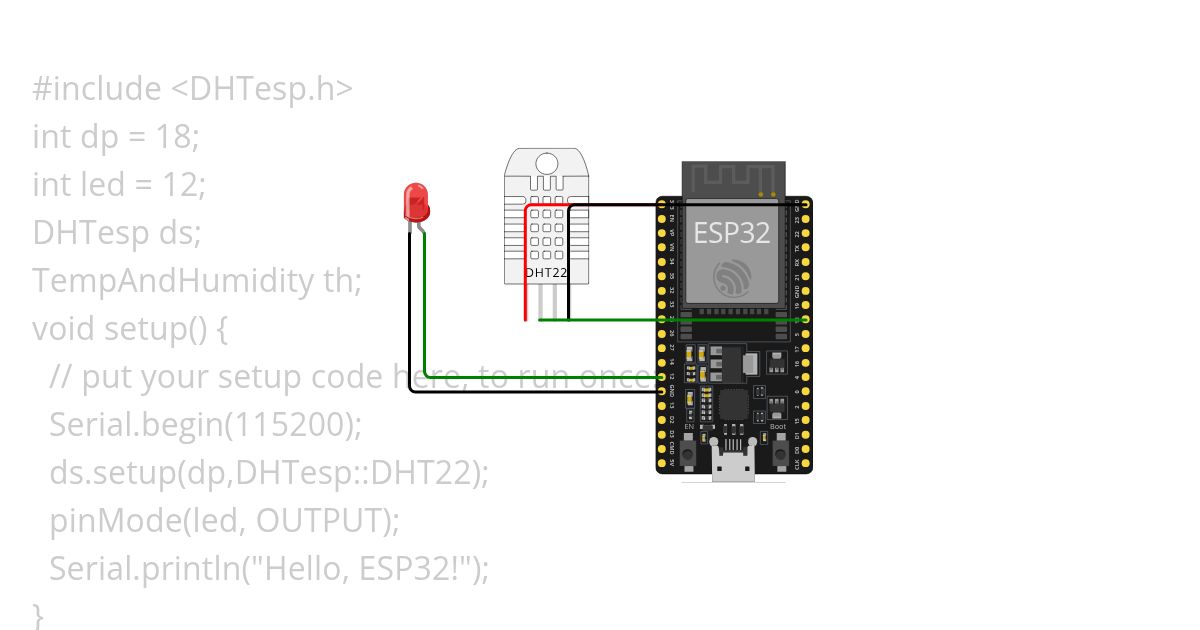DHT sensor and led simulation