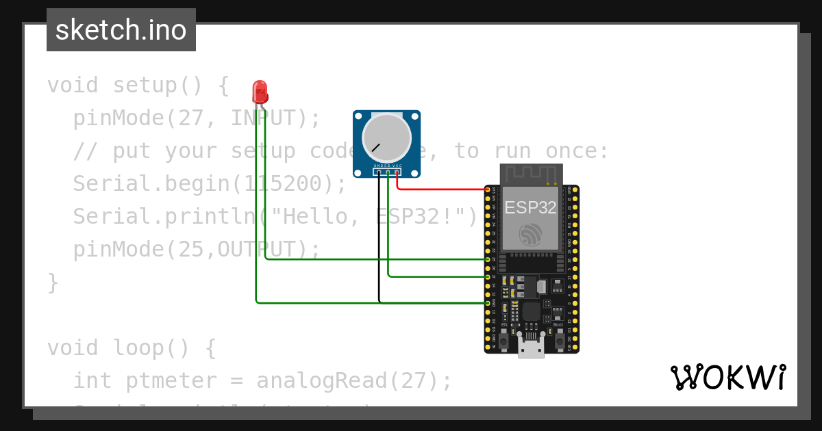 poteniometer with led - Wokwi ESP32, STM32, Arduino Simulator