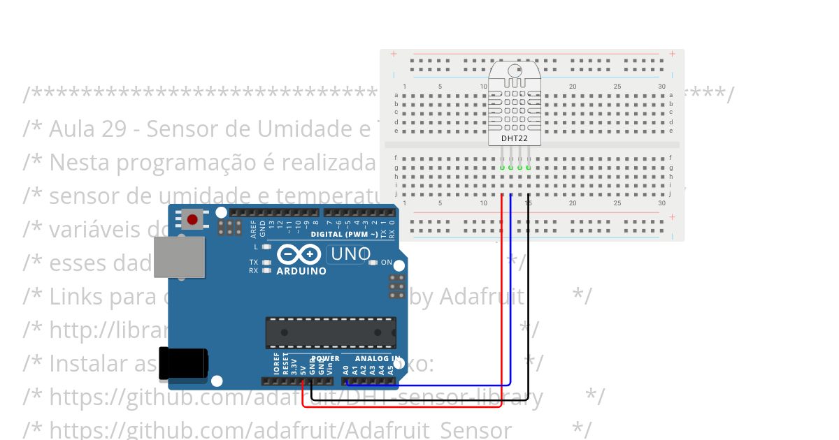 simulação sensor de umidade e temperatura DHT11 simulation