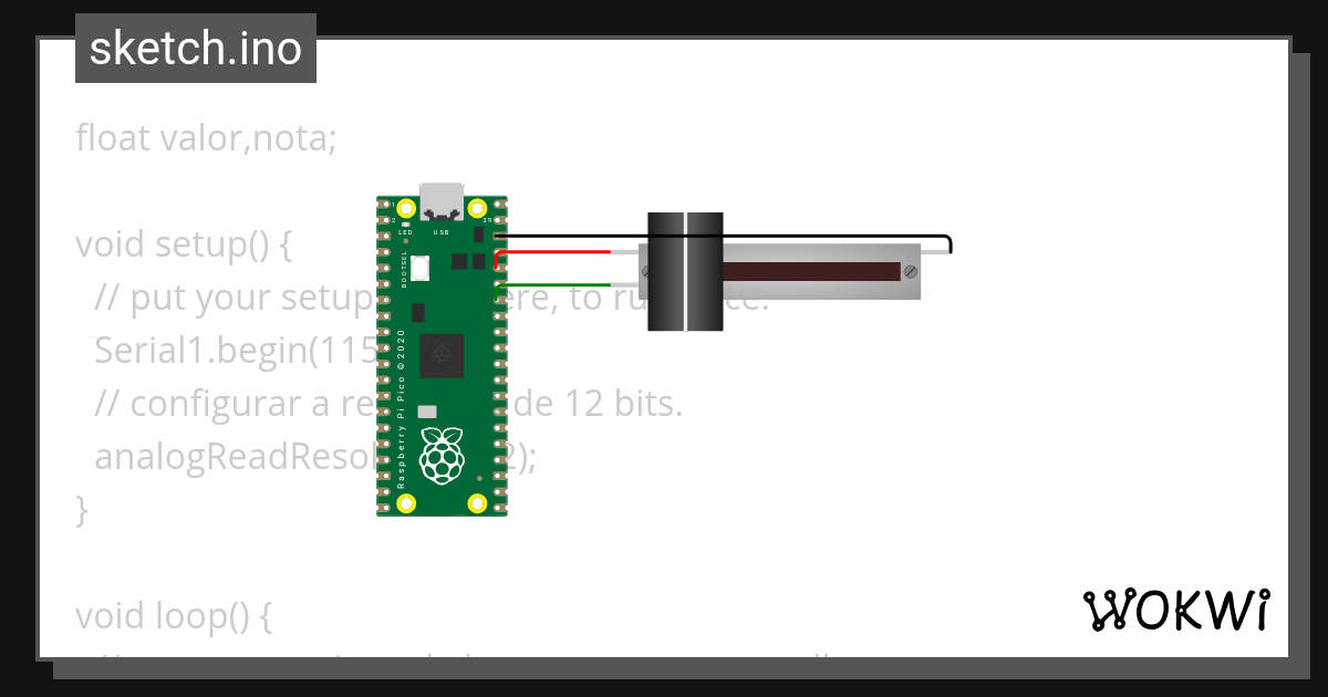 Potenciometro com nota - Wokwi ESP32, STM32, Arduino Simulator