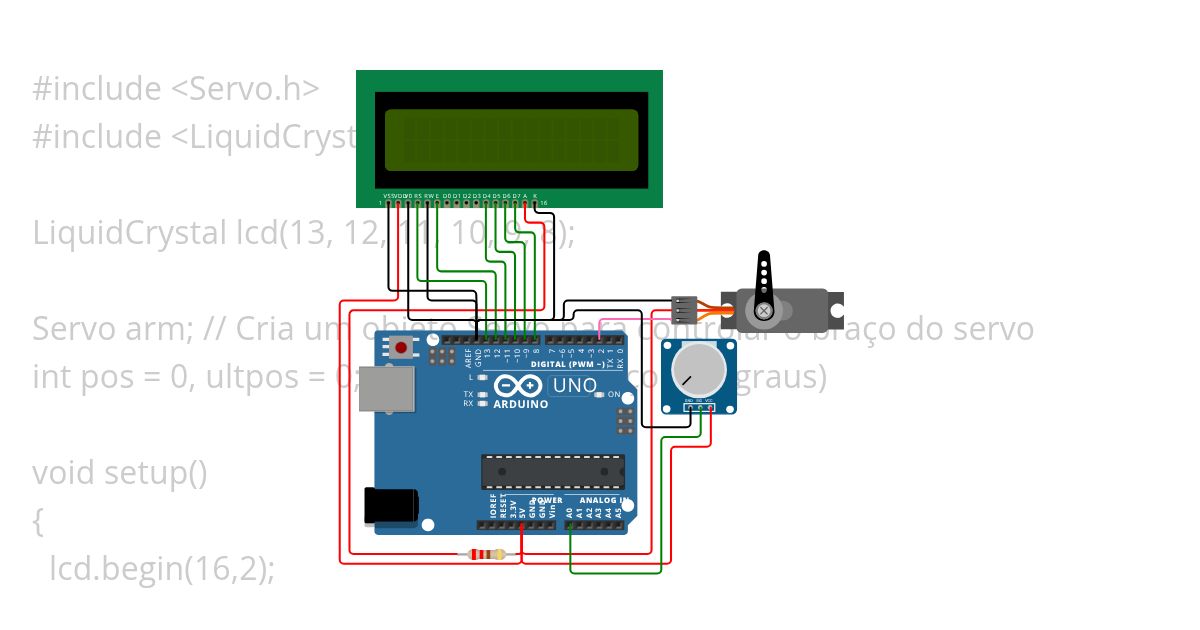 Servo com pot e tela simulation