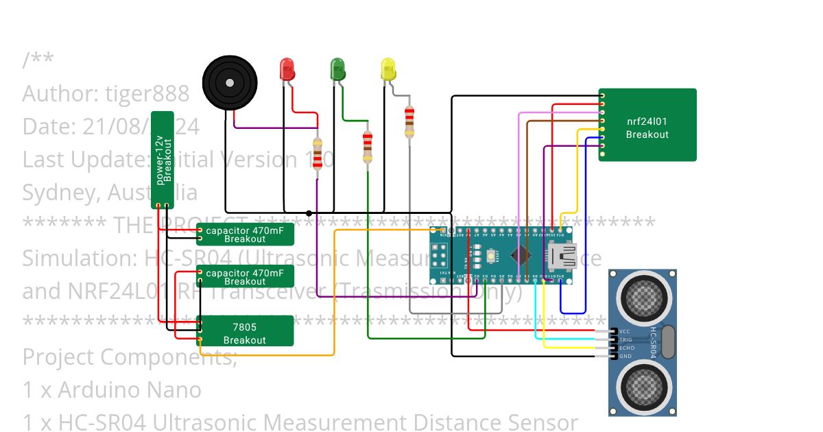 NRF24L01 and HC-SR04 Transmitter simulation
