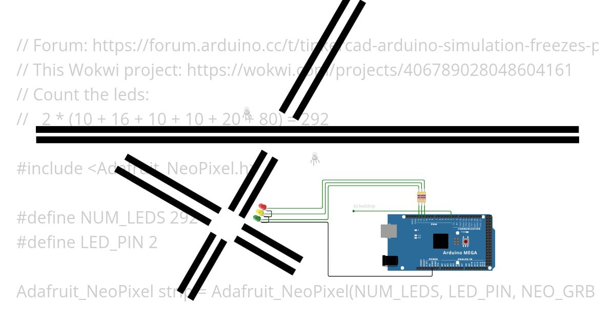 Mega with complex ledstrip. simulation