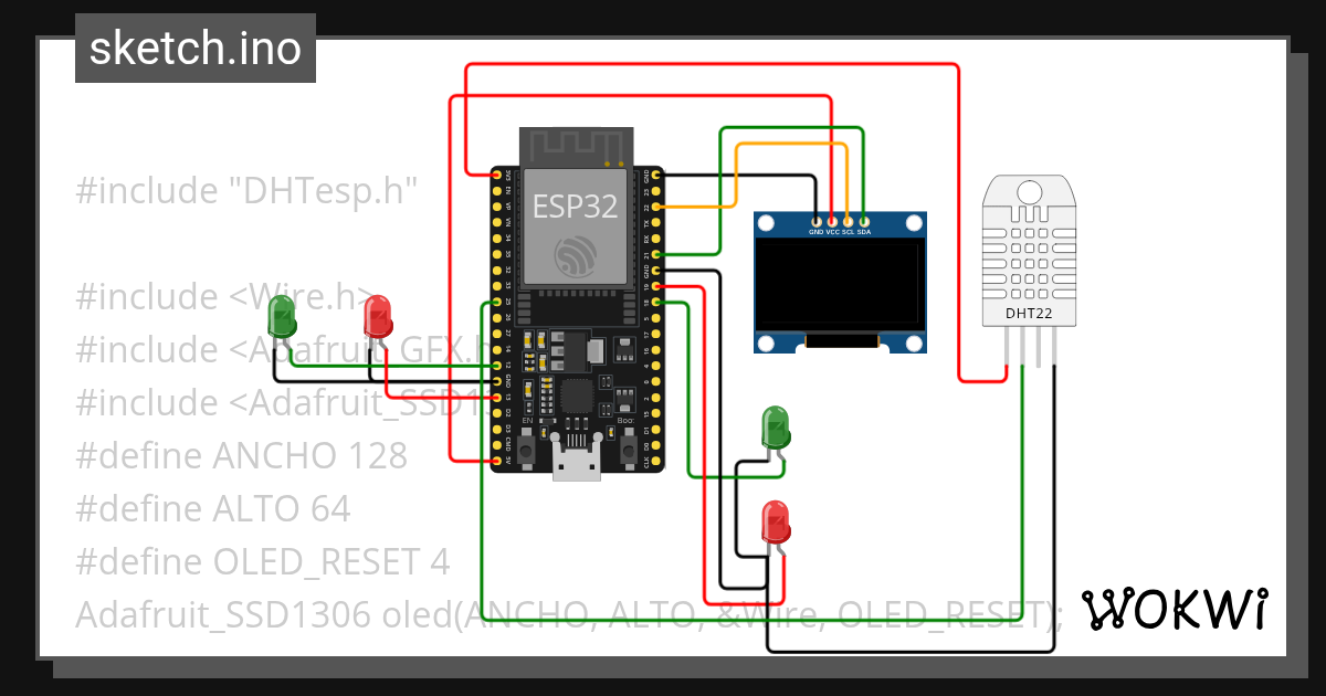 DHT11 ARDUINO OLED - Wokwi ESP32, STM32, Arduino Simulator