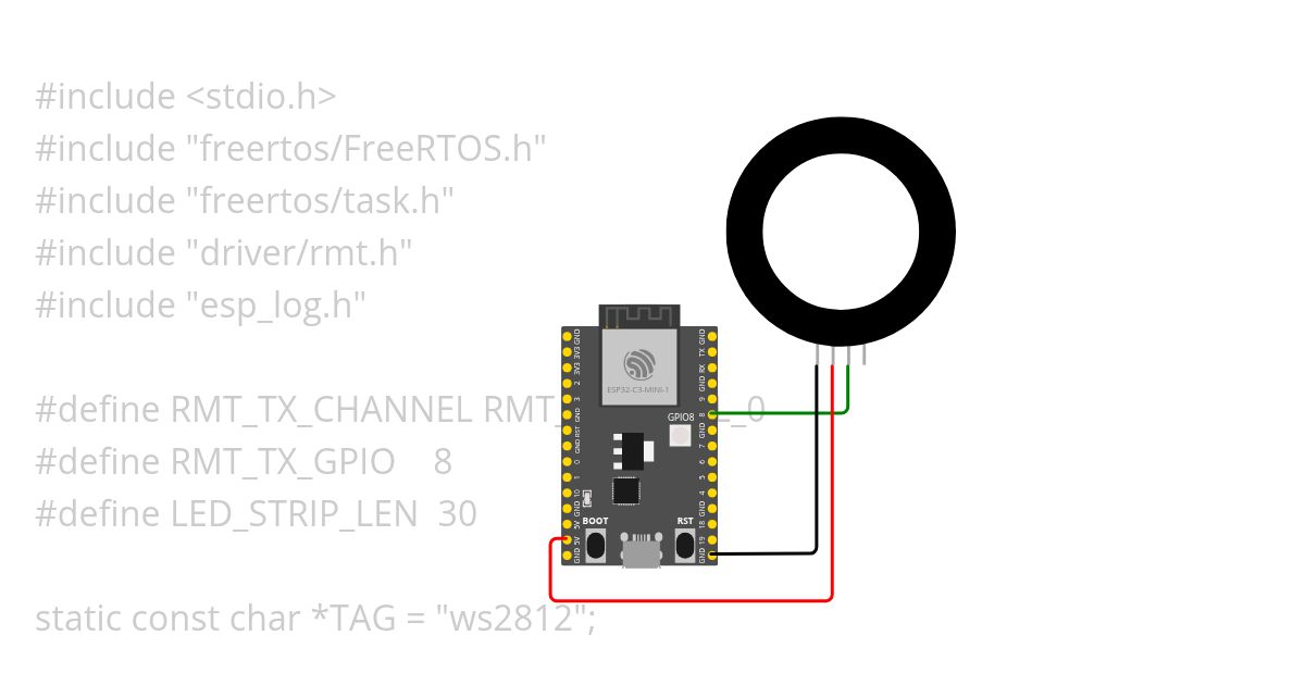 ESP IDF NeoPixels Rainbow (w/ printf) simulation