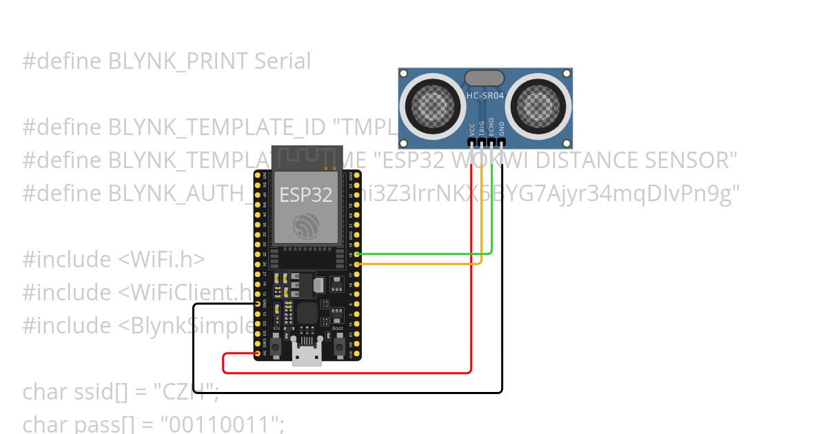 esp32 distance blynk wifi simulation
