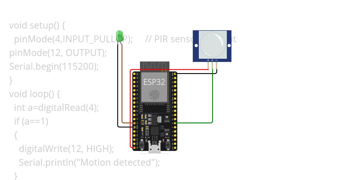 PIR SENSOR &LED simulation