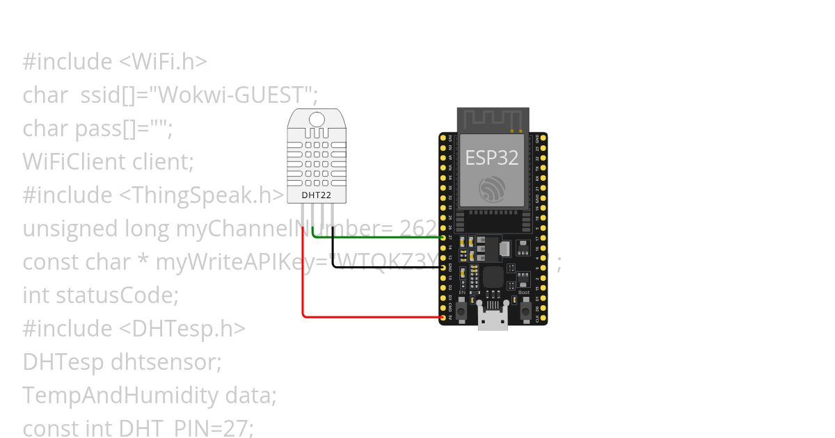 WIFI Connetion DHT Thingspeak simulation