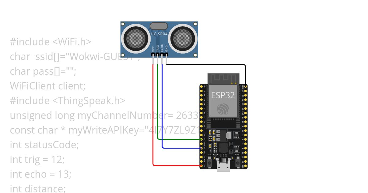 ULTRASONIC & THINKSPEAK simulation