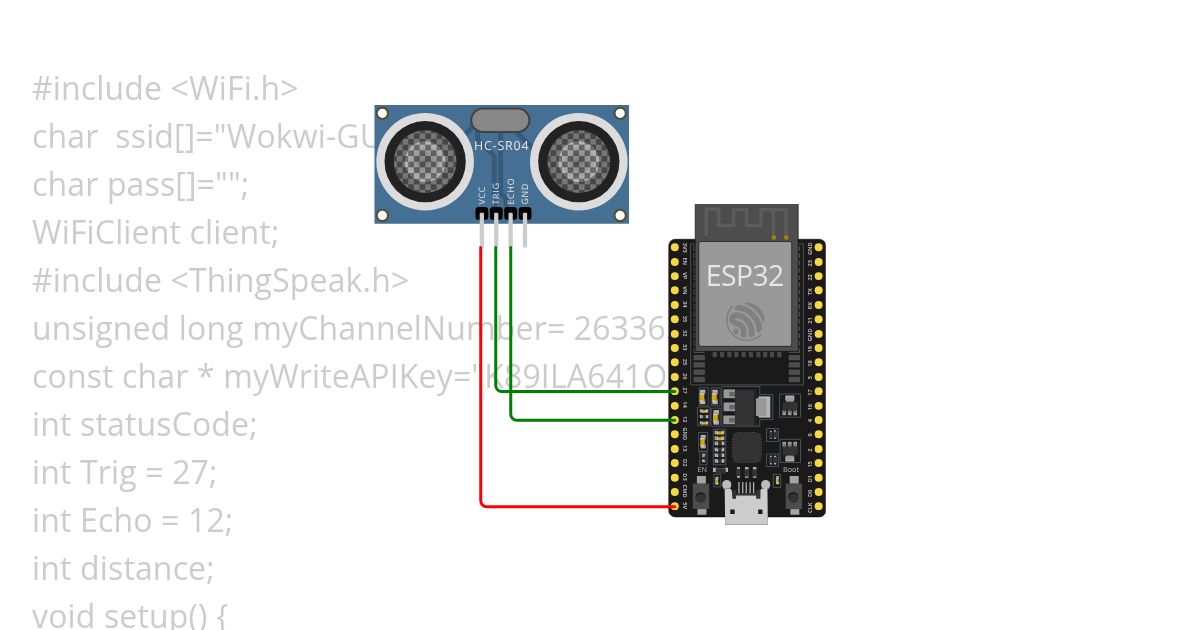 Ultrasonic Sensor in ThingSpeak simulation