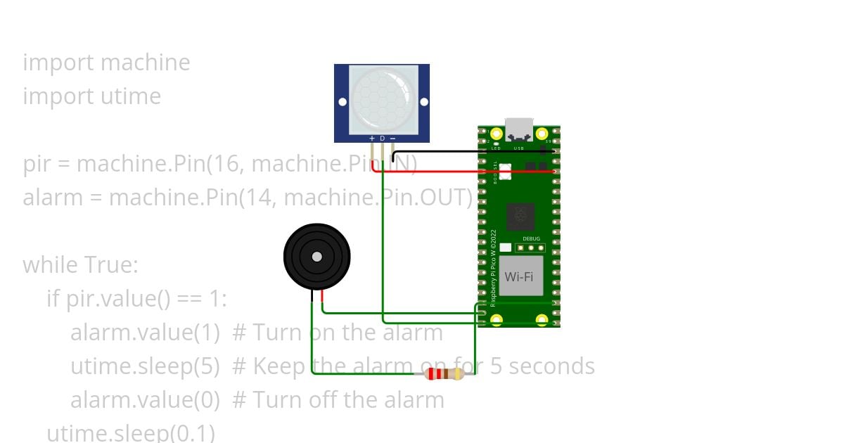 PIR Motion Sensor with Alarm simulation