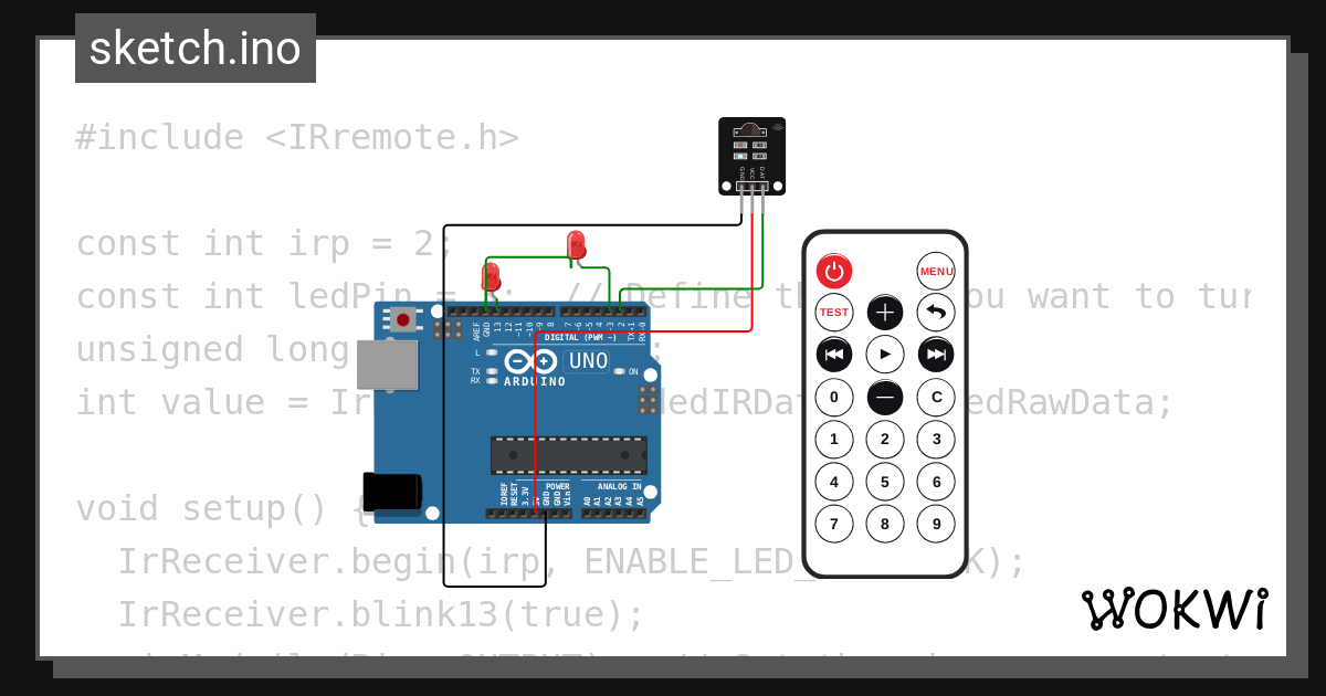Ir remote controlled led and monitor copy wokwi esp32 stm32 arduino