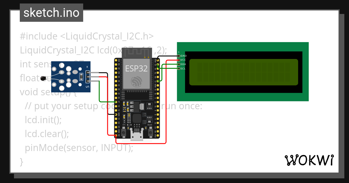 LCD DAN SENSOR - Wokwi ESP32, STM32, Arduino Simulator