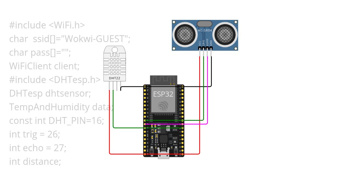 dht 22 & ultrasonic wifi simulation