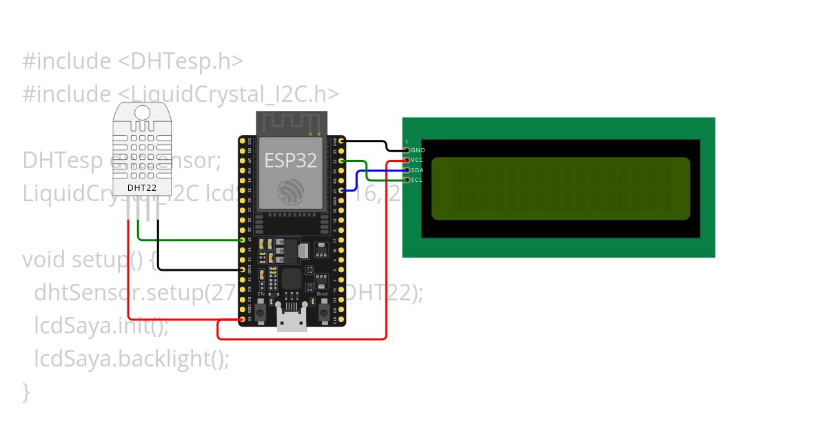 DHT22 + LCD simulation