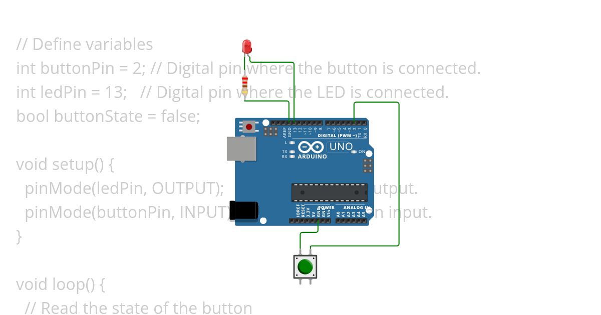Push Button LED Control ON OFF simulation