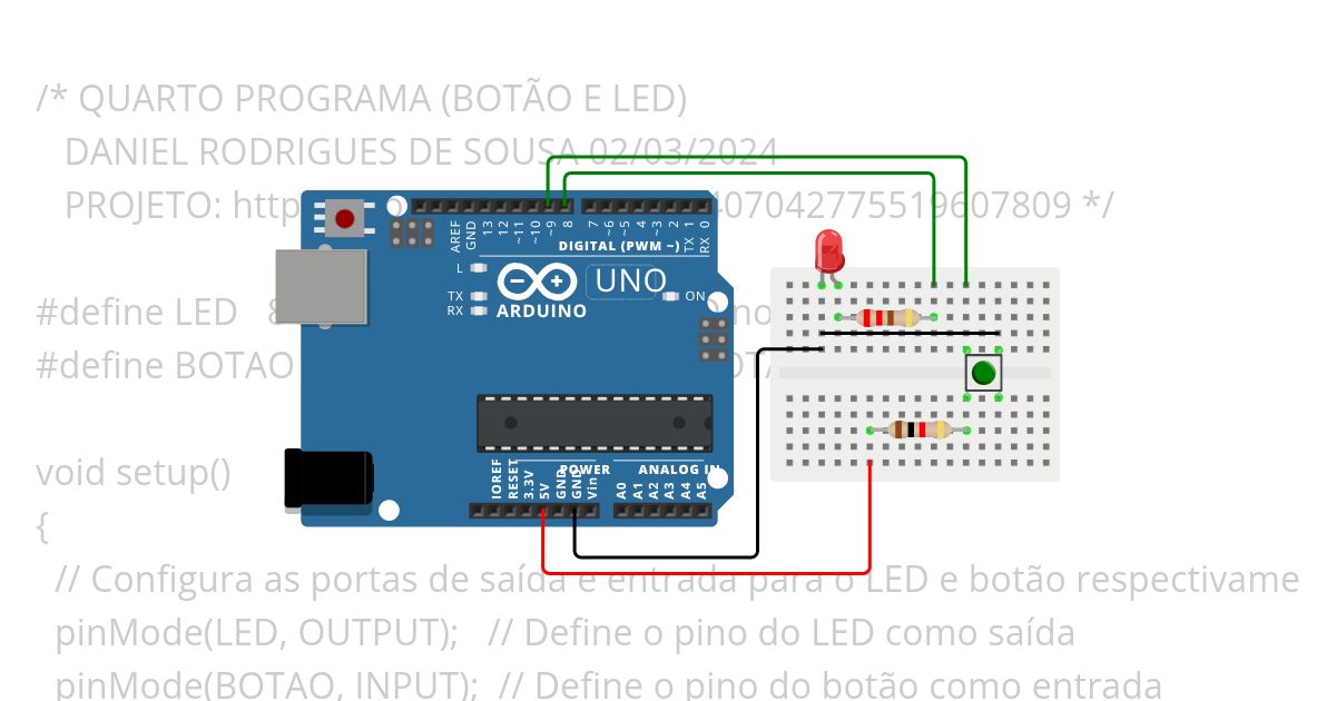QUARTO PROGRAMA (BOTÃO E LED) - IoT e Aplicações FATEC Itaquera simulation