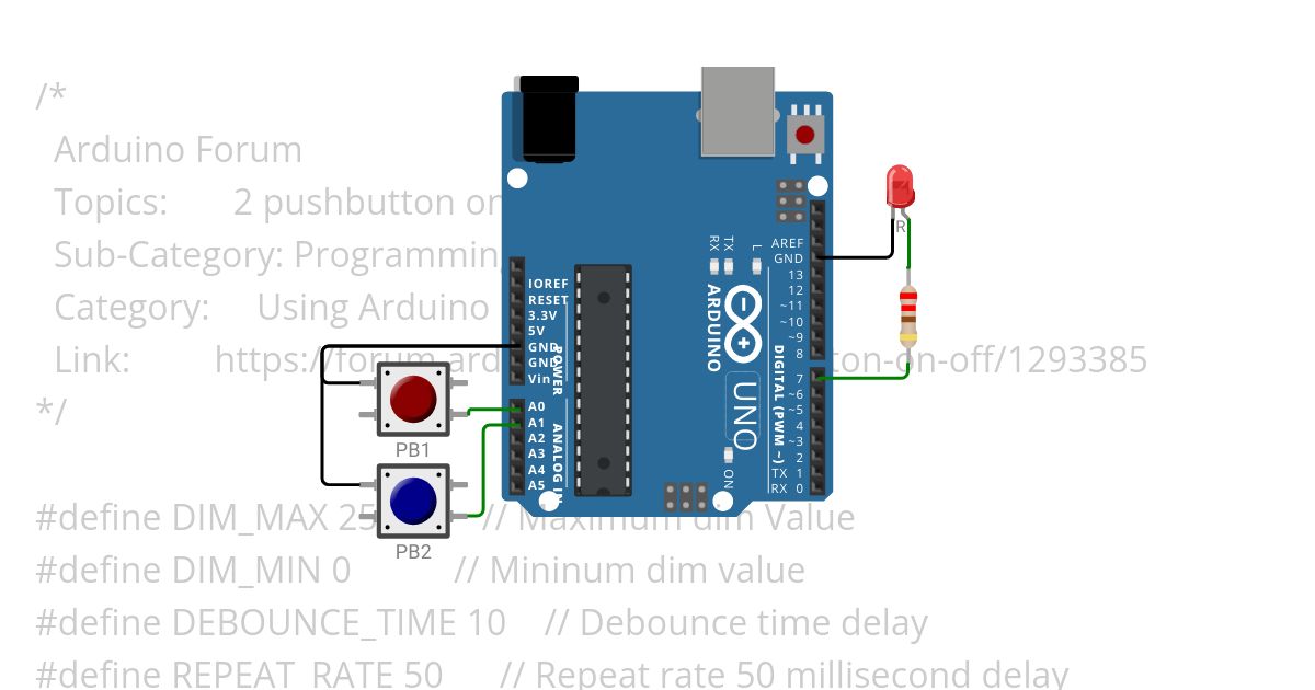 Arduino Forum - 2 pushbutton on / off simulation