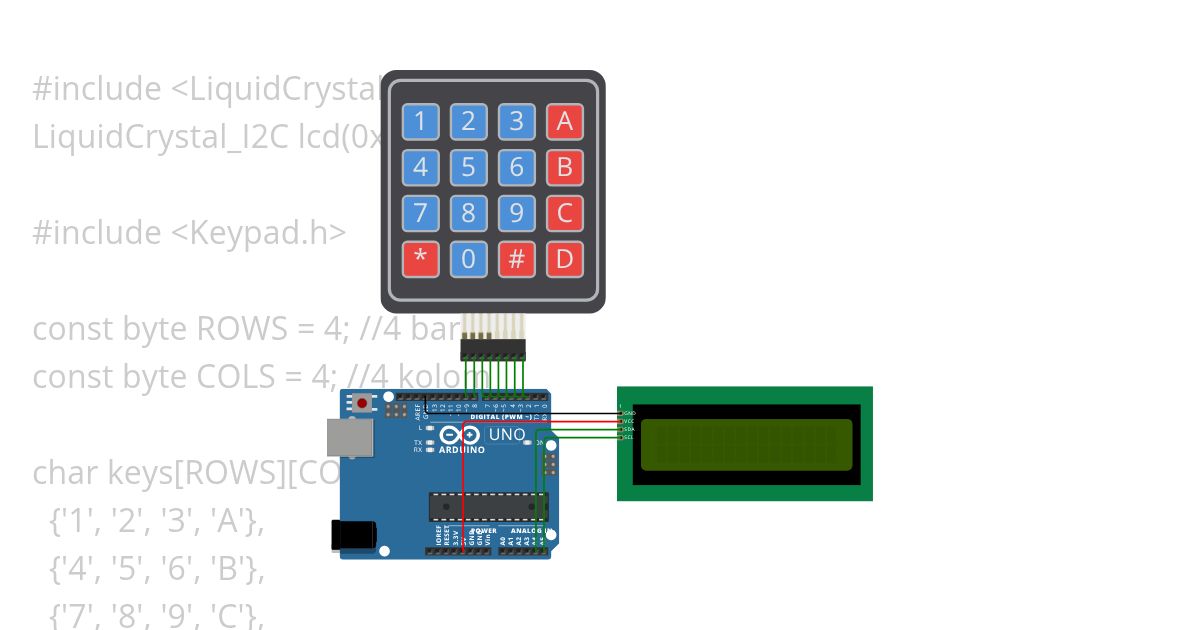 I2C LCD + Keypad simulation