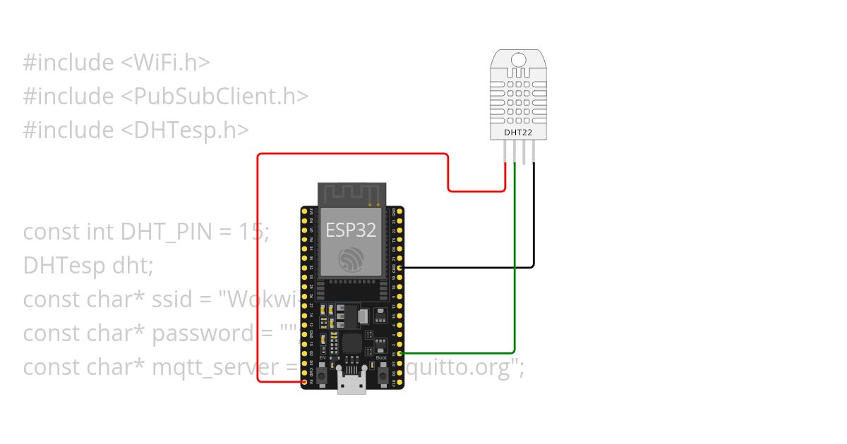ESP32 + DHT22+MQTT+ Node-RED Dashboard simulation
