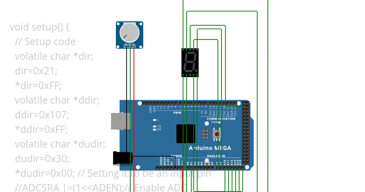 Basic_2(Potentiometer & 7 segment LED) simulation