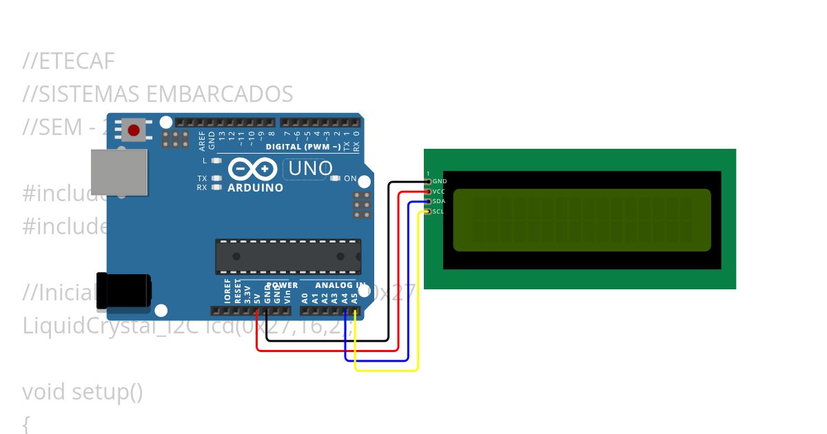1 – Usando o LCD 16x2 com módulo I2C. simulation