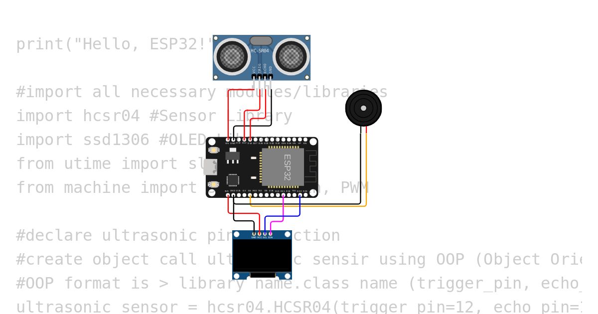 ESP32 + ultrasonic + OLED  simulation