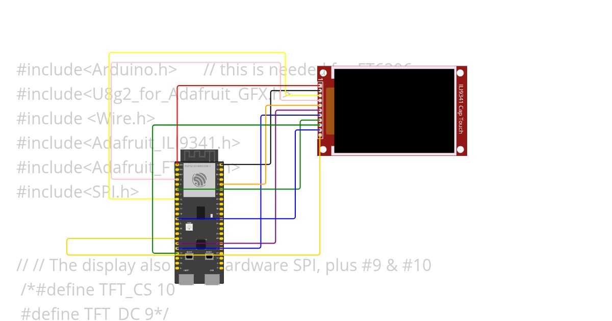 esp32s3 ILI9341 Capacitive Touch example TFT mira_eSPI Testing Copy simulation