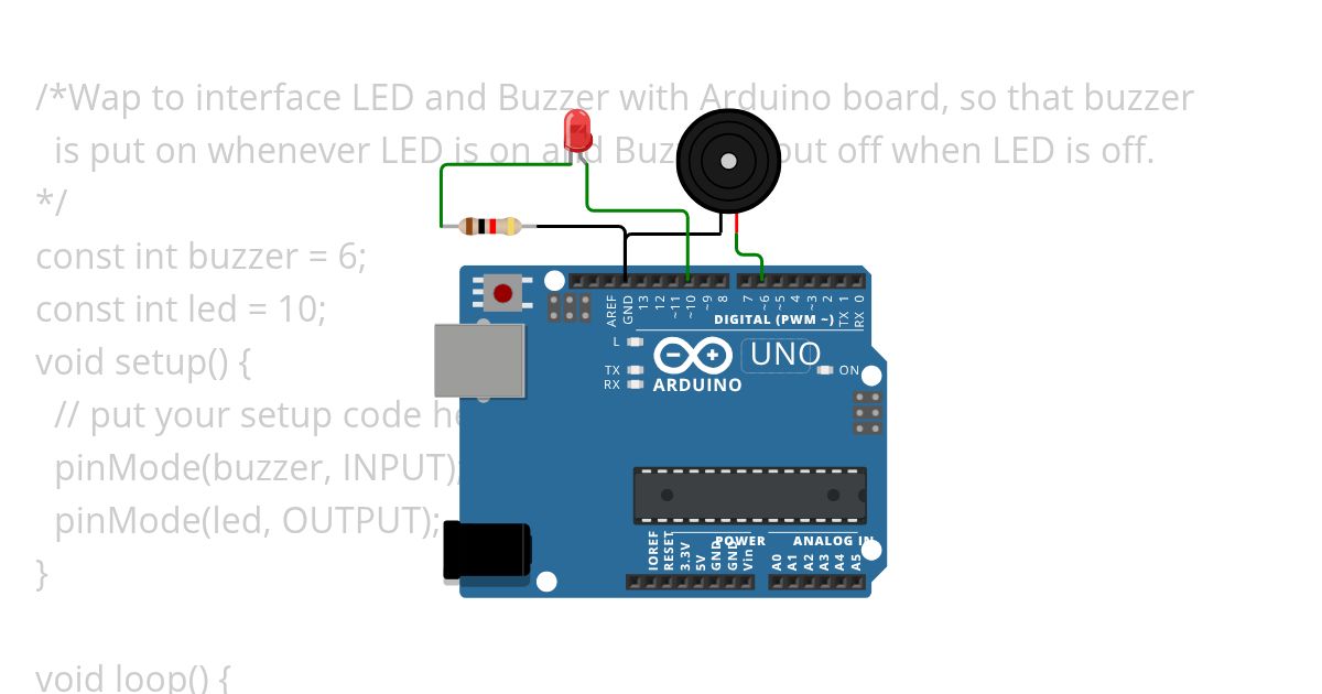 5.buzzer with led on off simulation