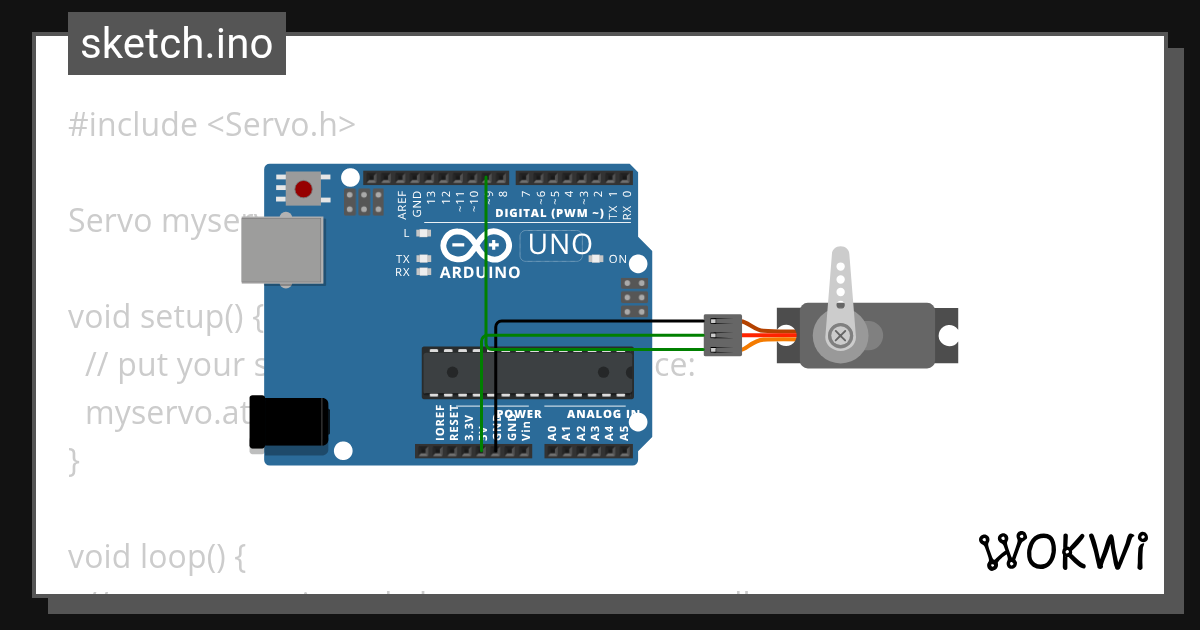 Servo Motor using Loop - Wokwi ESP32, STM32, Arduino Simulator