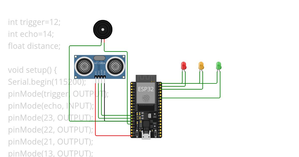 ultrasonic  with buzzer simulation