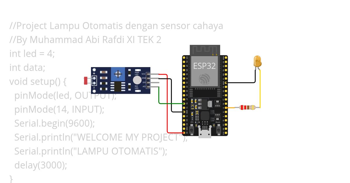 lampu otomatis dengan sensor cahaya simulation