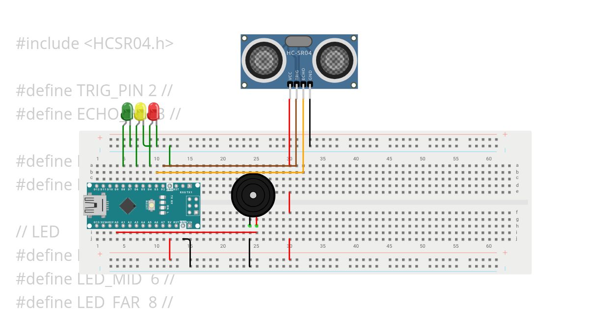 HCSR04-library-LED simulation