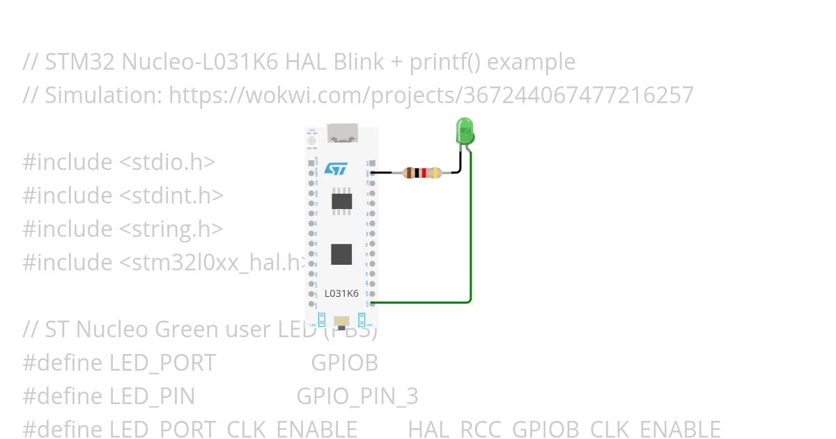 ST Nucleo L031 - HAL hello world simulation