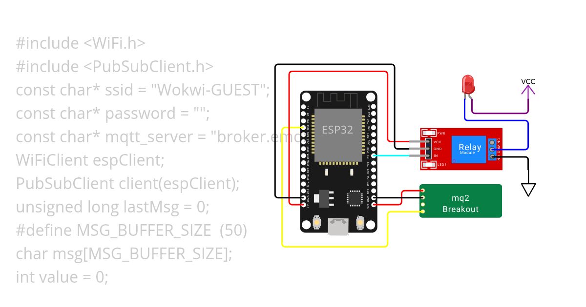 ESP32 MQ2 Sensor Gas WiFi MQTT +Relay Copy simulation