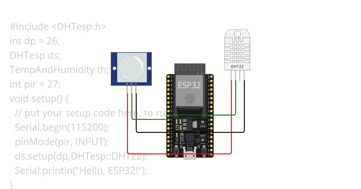 pir sensor with dht simulation