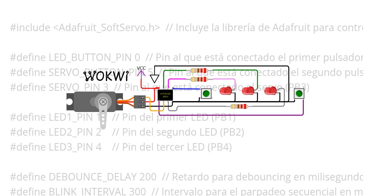 DT 2 pulsadores 3 leds simulation