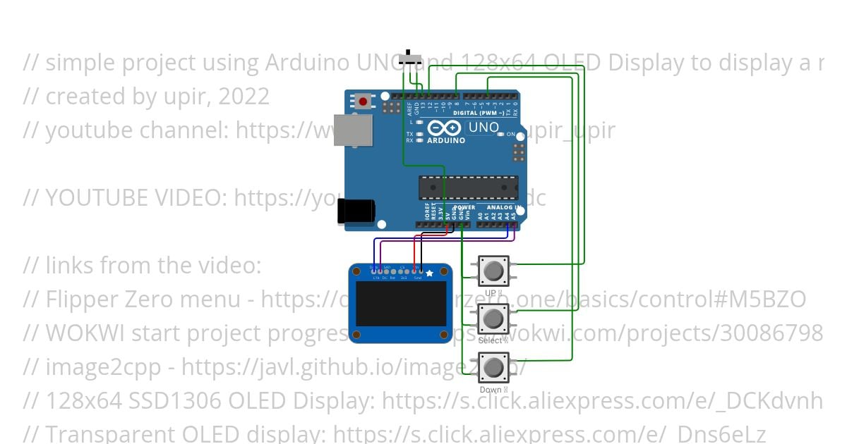 UPIR YT Scrolling Menu U8glib simulation